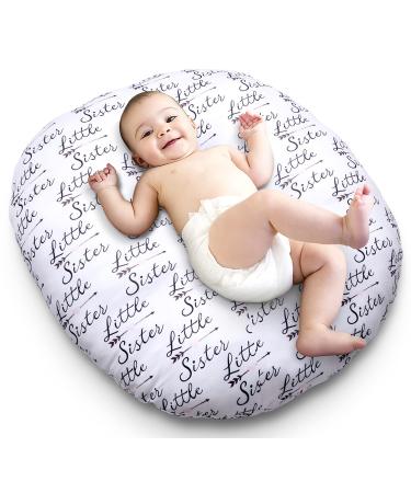 Newborn Lounger Pillow Cover, Elstey Baby Removable Lounger Slipcover, Reusable & Breathable, Perfect Birth Gift for Boys Girls Infant, Little Sister Pattern (Excluding Lounger Pillow)