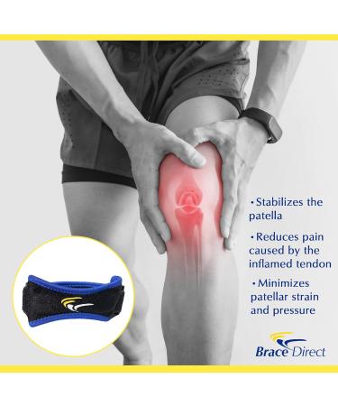 Brace Direct Patella Knee Strap - Adjustable Support for Running Volleyball & Basketball - Pain Relief from Arthritis & Tendonitis - Injury Prevention - Black-Royal - Buy Online on GoSupps.com