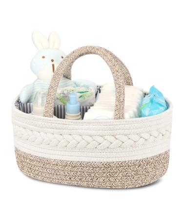 Diaper Caddy Organizer for Baby, Cotton Rope Diaper Basket Caddy, Changing Table Diaper Storage Caddy, Maliton Baby Baskets for Storage, Baby Shower Gifts for Newborn Large A-Brown - Buy Online on GoSupps.com