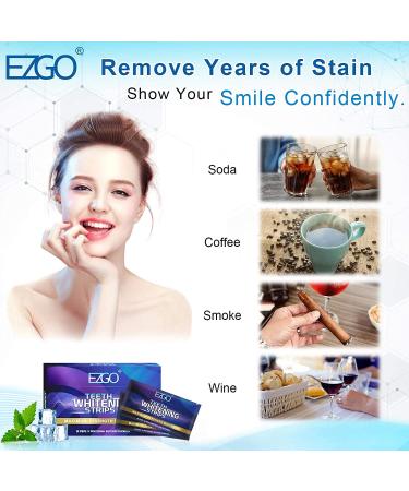 EZGO Teeth Whitening Strips - 28 Non-Sensitive White Strips for Fast-Result Tooth Whitening - Removes Smoking, Coffee, and Wine Stains - Gentle and Safe - 28 Count (Pack of 1) - Buy Online on GoSupps.com