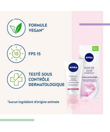NIVEA 24H Day Care Nourishing Moisturizer SPF15 (2 x 50 ml) moisturizing face cream enriched with shea butter women's face care for dry skin - Buy Online on GoSupps.com