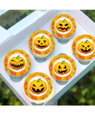 24 x Pre-Cut Pumpkin Set Edible Stand up Wafer/Rice Paper Cupcake Toppers Halloween Birthday Party Cake Decorations - Buy Online on GoSupps.com