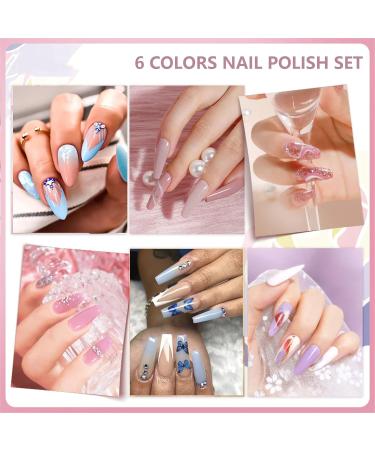 Colorful Nail Polish - Nude Nail Varnish Sets - Quick Drying Purple Pink Glitter 6 Colors Nail Polish Set - Oil-Based Formula Nail Varnish Gift Set - No Need Cured Colorful Set - Buy Online on GoSupps.com