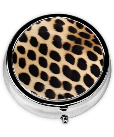 Rough Leopard Printed Round Pill Box - 3 Compartment Travel Medicine Organizer Portable Decorative Pocket Purse for Vitamins & Tablets - Buy Online on GoSupps.com