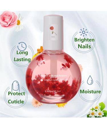 Rose Scented Cuticle Oil with Flowers - Nourishing Nail Growth Oil for Healthy Nails & Cuticles - Buy Online on GoSupps.com