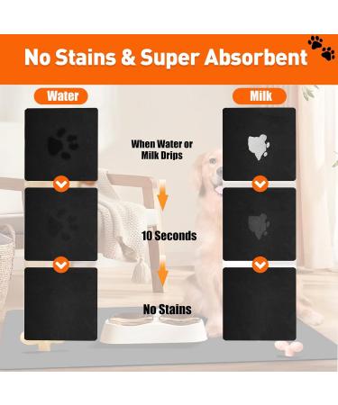 YQBFTC 60x40cm Slide-Resistant Dog Bowl Mat - Super Absorbent & Quick-Drying Feed Mat for Cats and Dogs (Black) - Set of 4 - Buy Online on GoSupps.com