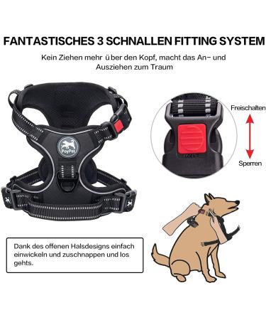 POPOT No Pull Dog Harness - Reflective Pet Vest for Dogs XL Black - Ideal for Training Walking & Running - Buy Online on GoSupps.com