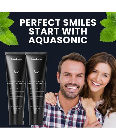 AquaSonic Repair & Whiten Night Toothpaste 2-Pack | Strengthen Enamel | Activated Charcoal | Freshens Breath | Fluoride-Free - Buy Online on GoSupps.com