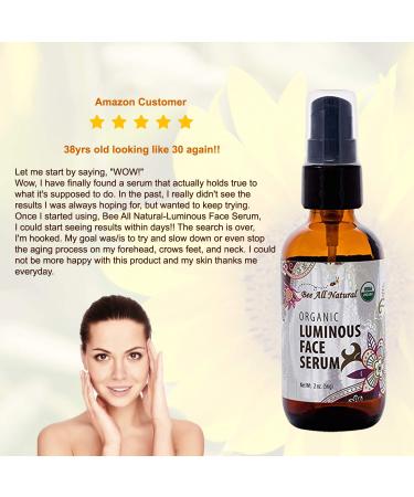 Organic Luminous Face Serum - USDA Certified Youthful & Nourished Skin - 2 oz Glass Bottle - International Shipping Available - Buy Online on GoSupps.com