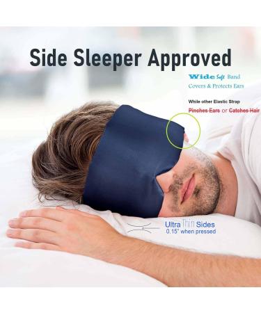 Nature Silk Sleeping Mask - Soft Featherweight Eye Mask with Adjustable Velcro Blackout - Large Wrap-Around Blindfold for Wild Sleepers (Navy Blue - Buy Online on GoSupps.com