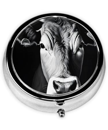 Buy Black and White Cow Round Pill Box 3 Compartment Portable Travel Medicine Organizer for Vitamins & Tablets - Buy Online on GoSupps.com
