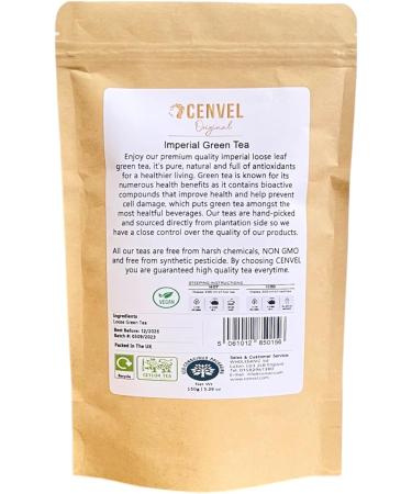 CENVEL Imperial Green Tea | Pure & Natural Loose Leaf Green Tea | Exclusive Large Leaves Green Tea | Rich in Antioxidants | Eco-Friendly Packaging | (150g) - Buy Online on GoSupps.com