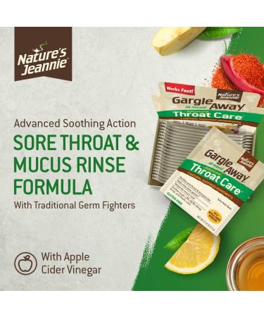 Nature's Jeannie Gargle Away All-Natural Throat Care - Soothes Sore Throat, Tough Mucus, Persistent Cough, Oral Thrush - Spicy Herb Flavor - 20 Packets - Buy Online on GoSupps.com