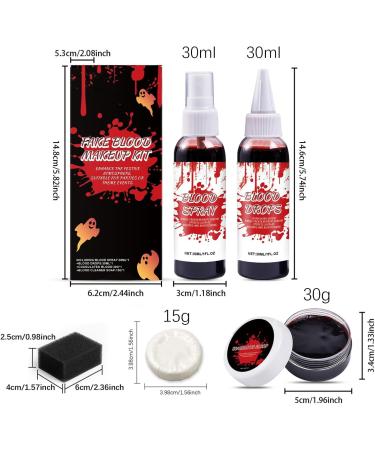  Walopola Halloween Fake Blood Kit | Coagulated Gel Blood Kit with Cleansing Soap Washable Zombie Vampire Props for Theme Parties Role-Playing and Stage Performances - Buy Online on GoSupps.com