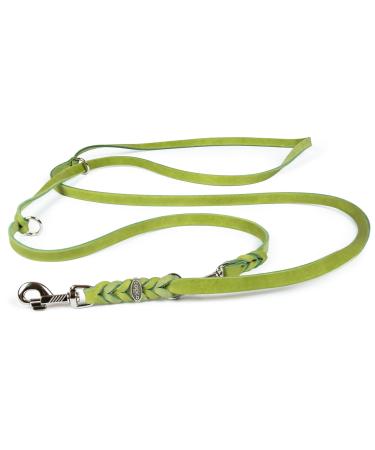 COPCOPET-fat leather line for dogs-3-way adjustable dog leash made of soft leather with carabiners & fittings made of chrome-braided leash 100% handmade in Germany (2.80m x 8mm | green) 2.80 m x 8 mm green