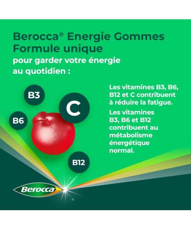 Berocca Energy Gums - Multivitamins Dietary Supplement - Source of Vitamins B* and Vitamin C - Reduces Fatigue Gives Energy to Everyday - Cherry Flavor - 120 Gums - Buy Online on GoSupps.com