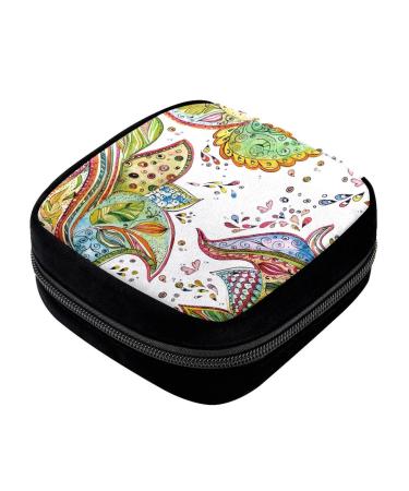 GIAPB Period Bag Sanitary Napkin Storage Bag Pad Holder for Period Makeup Pouch Abstract Art Leaves Flower Color20