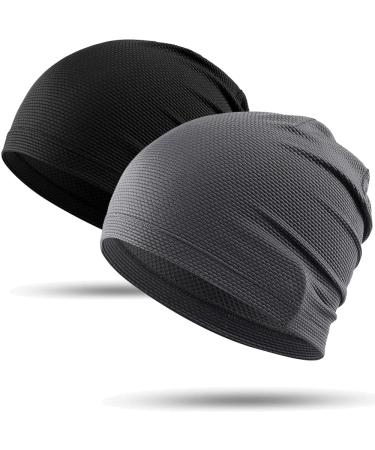 Wtactful 2PCs Summer thin hat beanie for men and women slouchy knitting hats made of breathable elastic unit size black+gray - Buy Online on GoSupps.com
