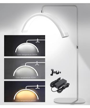 toyshi Eyelash LED Floor Light Half Moon Lamp for Lash Extension Lighting for Beauty Skincare Lashes Eyebrows Filming Content Creation (White)