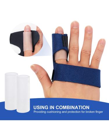 Promifun Finger Braces - Trigger Finger Splints with Gel Finger Cots for Support and Pain Relief - Mallet Finger Straighteners - Blue - Buy Online on GoSupps.com