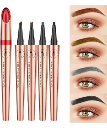 Eyebrow Pen Eyebrow Pencil with 4 Tip Create Natural Looking Brows Makeup Eyebrow Pen Eyebrow Pencil (Rose Gold) - Buy Online on GoSupps.com
