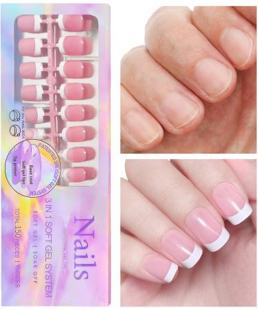 Fake Nails with White Tips Artificial Full French Nails for Women - Makeup Supplies for Gathering Wedding Dating Home Traveling Skoulazeo 03 - Buy Online on GoSupps.com