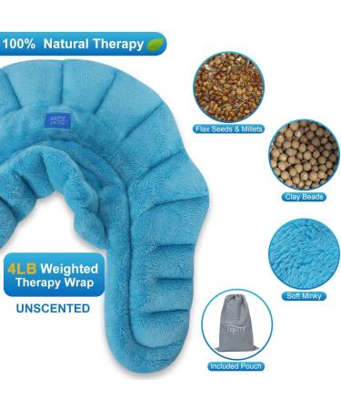 Relief Expert Extra Large Microwavable Heating Pad for Neck and Shoulders with Weighted Wrap & Eye Mask Combo - Blue - Buy Online on GoSupps.com