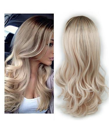Lady Miranda Ombre Wig Brown to Ash Blonde High Density Heat Resistant Synthetic Hair Weave Full Wigs for Women(T/Ash Blonde) 0-T/Ash Blonde - Buy Online on GoSupps.com