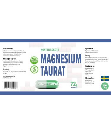 Magnesium Taurate 2000mg per serving 120 Vegetable Capsules Certificate of Analysis from AGROLAB Germany very powerful gluten and GMO free - Buy Online on GoSupps.com