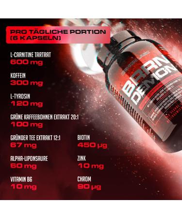 Brrn Demon - High-Dose L-Carnitine & Zinc Formula for Fatty Acid Metabolism - Vegan 180 Capsules for Men & Women - International Shipping Available - Buy Online on GoSupps.com
