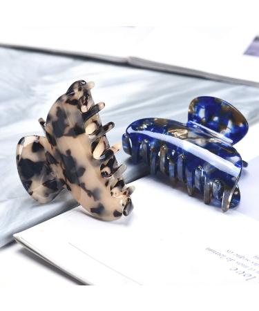 FSMILING Medium Hair Claw Clips For Thick Hair Nonslip Claw Hair Clips For Women Thin Hair Celluloid Tortoise Hair Clip Jaw Claw Clamp Clutcher 3 Color Available (3 Packs) Marble Periwinkle Marble Turquoise Marble black 2 - Buy Online on GoSupps.com