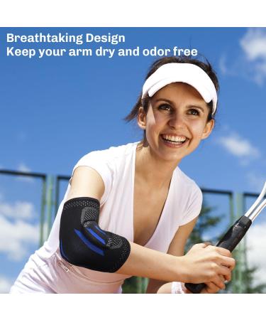 2 in 1 Tennis Elbow Brace - Compression Sleeve with Elbow Pads | Breathable Tendonitis Support for Men & Women | Joint Pain Relief & Arthritis Treatment - Buy Online on GoSupps.com