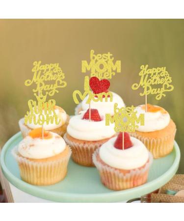 Keaziu 24 Pack Happy Mothers Day Cupcake Toppers Butterfly Best Mom Cupcake Picks Mom's Theme Happy Mother's Day Women Birthday Party Cake Decorations Supplies heart - Buy Online on GoSupps.com