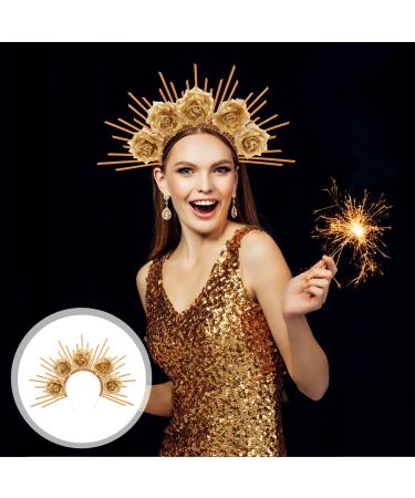 FRCOLOR Goddess Crown Sunburst Spiked Gold Sun Headband Halloween Dress up Headpiece Celestial Crowns Tiaras for Women Photoshoot Accessories Golden - Buy Online on GoSupps.com