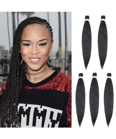 66cm 5 bundle of braids pre Stretched art hair extensions ez anti -stretched hair part braiding hair extension crochet yaki braided hair natural black