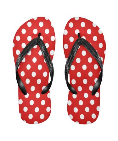 Mnsruu Red Dot Flip Flops for Home Hotel Spa Bedroom Travel L for Men Women Medium Multicolor