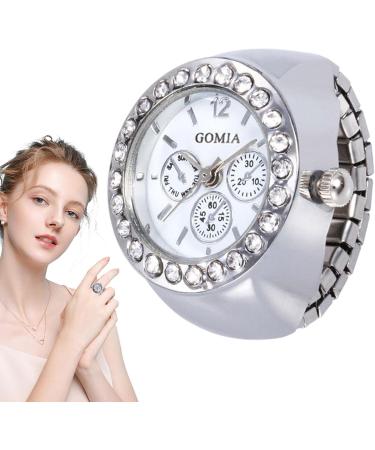 Finger Bague l gante montre Quaartz tendance | Horloge analogique classique anneau bo tier en m tal uvres cr atives Quaartz Crystal Vibrations pour homme et femme Argent . - Buy Online on GoSupps.com
