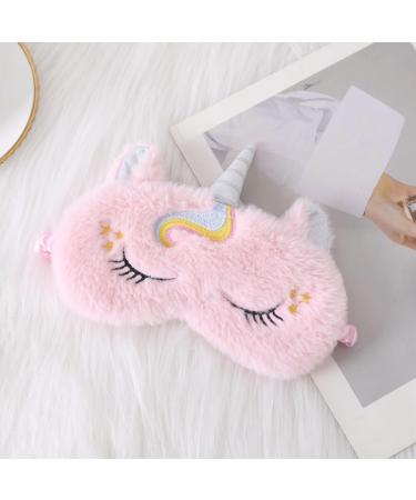 Cute Animal Sleep mask Strong Blackout Eye Mask Soft Satin Eye Mask with Elastic Band Night Eye Mask Travel Nap Female Male (Pink)