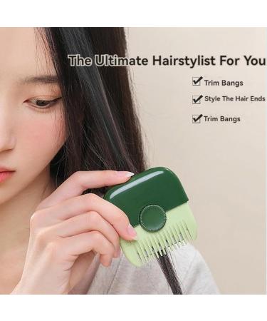 Trimpocket Hair Trimmer & Comb for Kids & Women | 2-in-1 Bangs Trimmer with Replaceable Blades | Dual-Side Split Ends Trimmer | Green | 2 Pcs + 10 Blades - Buy Online on GoSupps.com