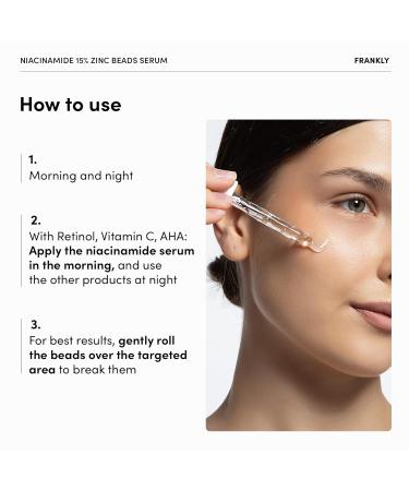 FRANKLY Niacinamide 15% & Zinc Beads Serum | Best Acne Treatment Dark Spot Remover | Oil Control & Even Skin Texture | Vegan Cruelty-Free Korean Skincare | 1.01 fl. oz - Buy Online on GoSupps.com