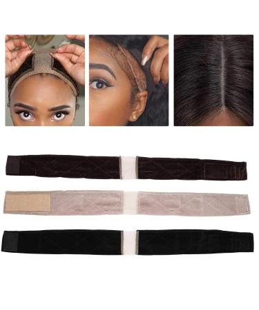 3 pieces of wig handle band lace boundary lound for wig fastening tip-headed ligament Elastic velvet wig ligaments adjustable elastic top wigs headband