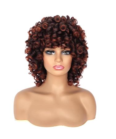 Buy Porsmeer Afro Wig for Women | Large Curly Synthetic Hair Wig | Short Black & Copper-Red Bob for Halloween Cosplay Costume - Buy Online on GoSupps.com