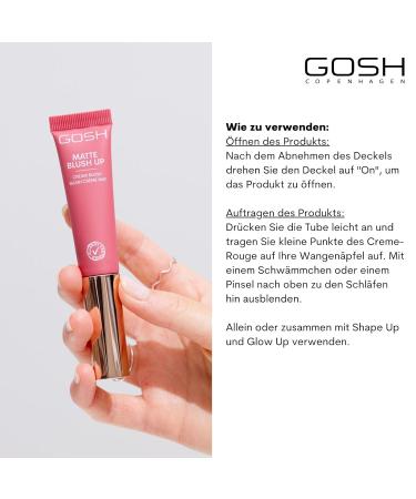 Gosh Cream Blush Matte - Vegan Liquid Blush for Fresh Finish | Allergy Certified | 003 Cherry Berry - Buy Online on GoSupps.com