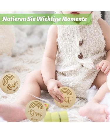 14-Piece Baby Milestone Milk Cards Wooden Photo Props for First Year Growth & Baby Shower Gifts - Buy Online on GoSupps.com