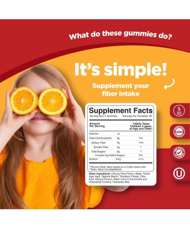 Sugar-Free Kids Fiber Gummies - Digestive & Immune Support - Non-GMO, Vegan, Kosher & Gluten-Free - 60 Count - Buy Online on GoSupps.com