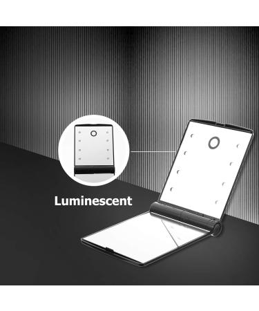 Minkissy Compact Mirror LED Travel Cosmetic Mirror Double Sided Pocket Cosmetic Mirror Foldable Portable Mirror for Women Black - Buy Online on GoSupps.com