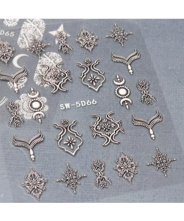 Embossed Bohemian Retro Lace Nail Art Stickers - 4 Sheets for Women and Girls - Buy Online on GoSupps.com
