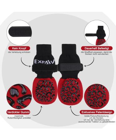 Expawlora Anti-Slip Dog Paw Protection | Adjustable Straps for Better Traction on Wooden Floors | Soft Elastic Fabric in Red | Size L - Buy Online on GoSupps.com