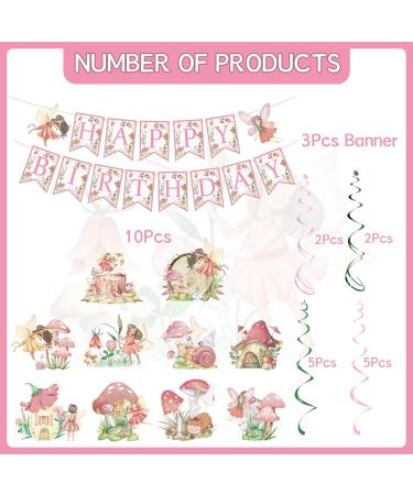 Rngmsi Fairy First Birthday Decorations - Fairy Birthday Party Decorations for Girls Fairy Happy Birthday Banners Mushroom Fairy Hanging Swirls Decor Flower Fairy Birthday Party Decorations Supplies - Buy Online on GoSupps.com