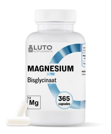 Magnesium glycinate 365 capsules 186 mg elemental magnesium per daily dose bisglycinateglycinate LUTO Supplements